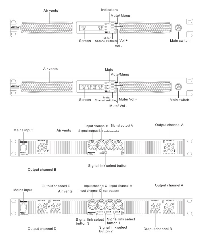 Gisen 2channel digital amplifier series for venue-1